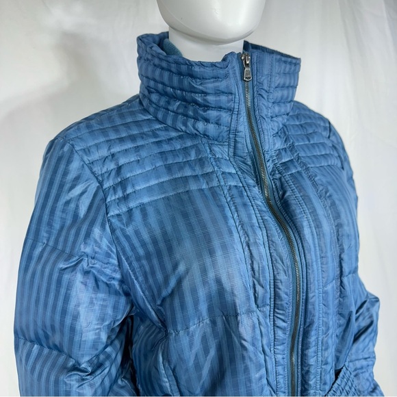 a.n.a Dark Teal Plaid Feather Down Filled Long Length Coat w/Belt - Picture 2 of 9